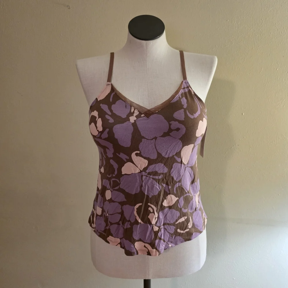 Stars Above Ultra Soft Spaghetti Strap Abstract Floral Sleep Tank Top Pajama